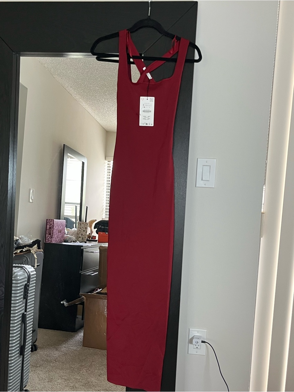 Zara Sleeveless Square-Neck Maxi Dress - Burgundy